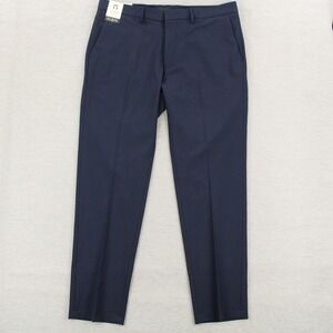 Haggar Premium Stretch Slim Fit Dress Pants Mens 38x32 Blue Poly Viscose Stretch